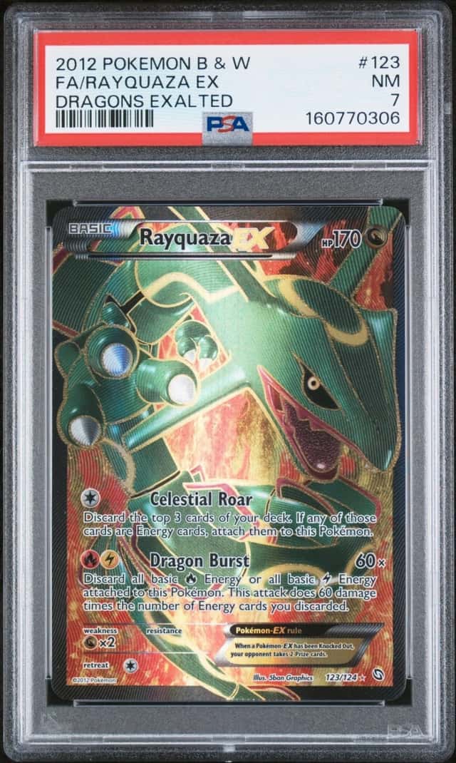 Pokemon Rayquaza EX Dragons Exalted Full Art 123/124 PSA 7