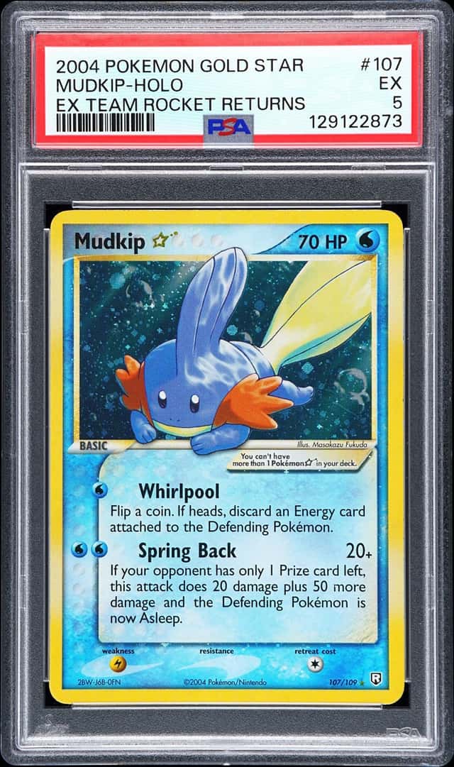 Pokemon Mudkip Holo Team Rocket Returns 107/109 Gold Star PSA 5