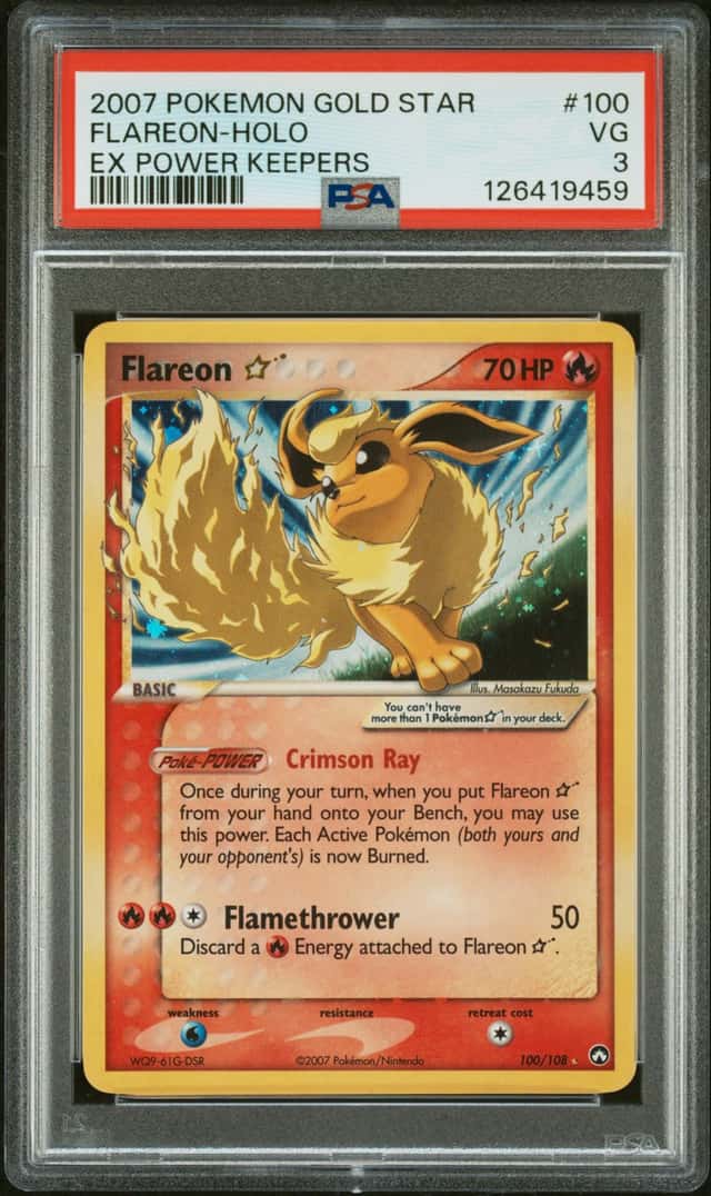 2007 Pokemon Ex Power Keepers Holo Flareon Gold Star #100