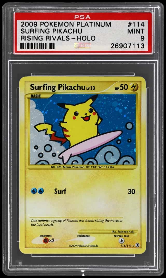 2009 Pokemon Platinum Rising Rivals Holo Surfing Pikachu #114