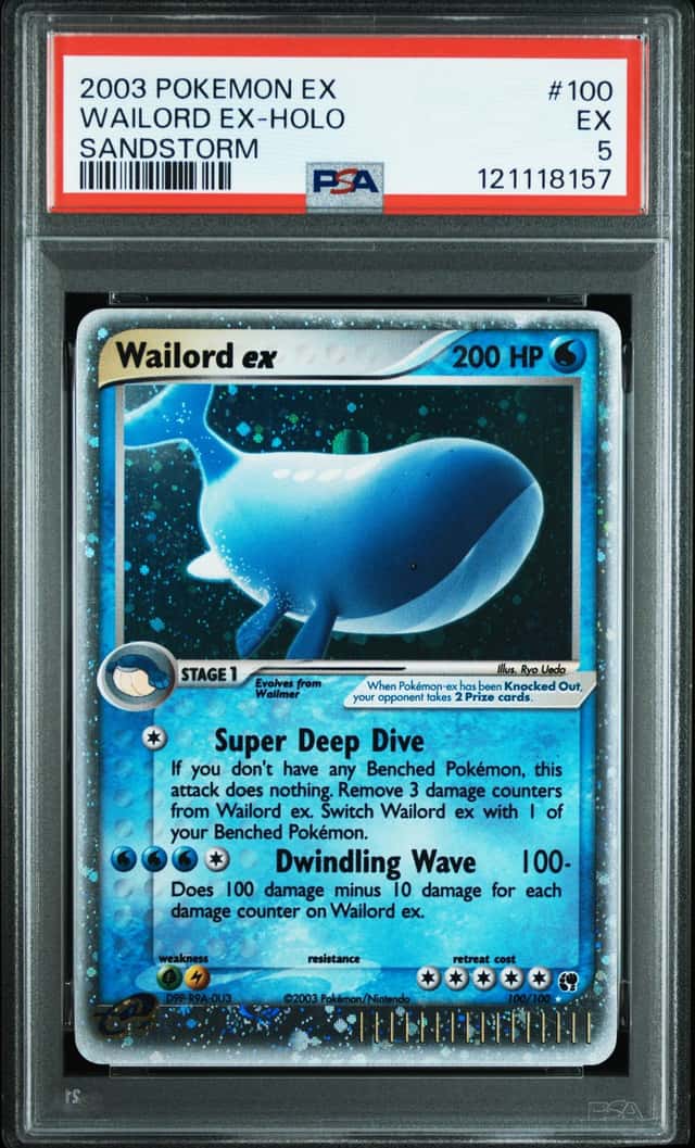 2003 Pokemon WAILORD EX #100/100 Sandstorm Cosmos Holo Rare English PSA 5