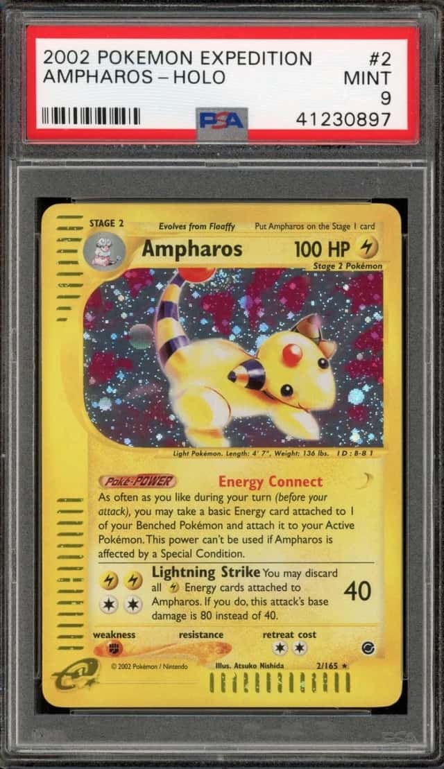 Pokemon Ampharos Holo Expedition 2/165 PSA 9 Mint