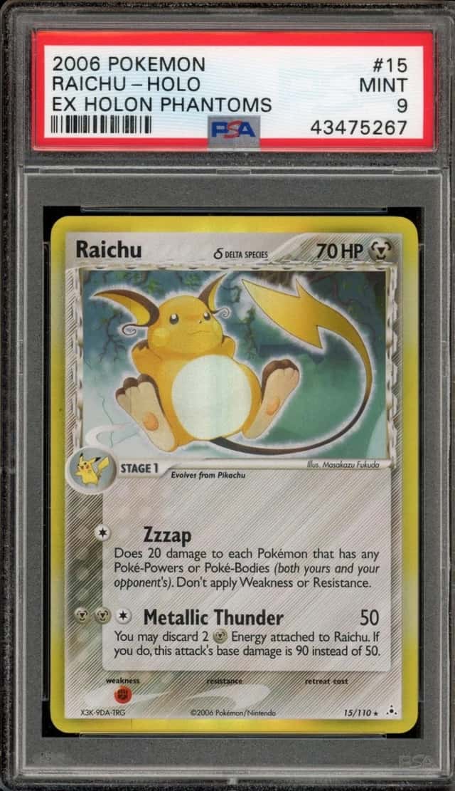 Pokemon Raichu Holo Holon Phantoms 15/110 PSA 9 Mint