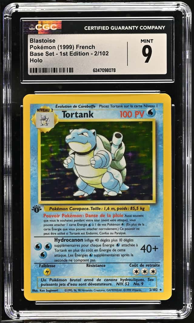 Pokemon Blastoise Base Set 1st Edition 2/102 Holo French CGC 9 Mint