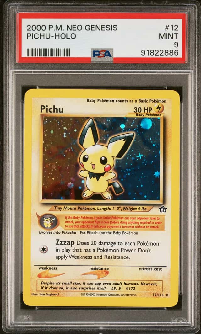 PSA 9 Pichu Holo 12/111 Neo Genesis Pokemon Mint