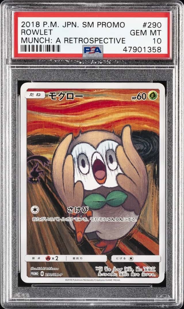 2018 POKEMON JAPANESE SM-P PROMO MUNCH: A RETROSPECTIVE #290 ROWLET PSA 10