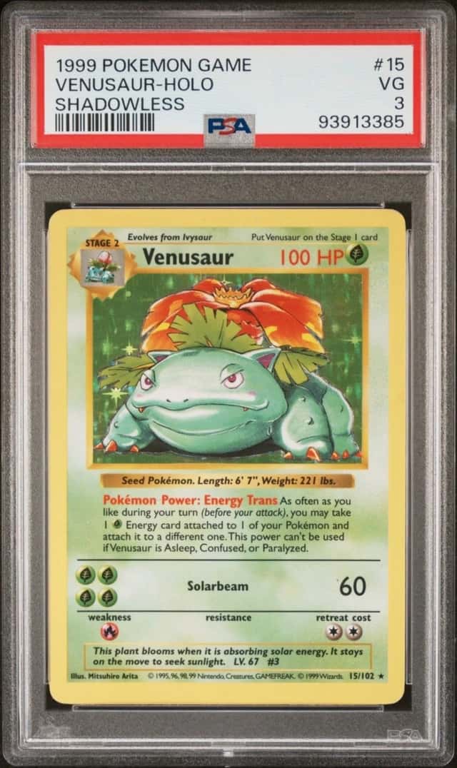 1999 Pokemon Card Machamp Holo Shadowless Base Set 15/102 PSA 3