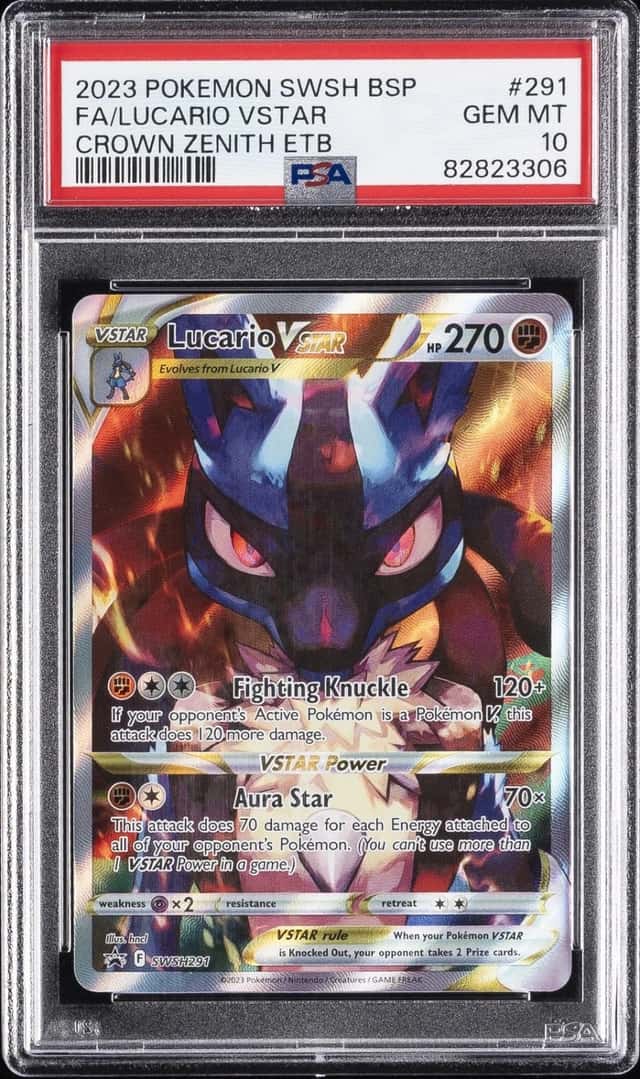 2023 POKEMON SWSH BLACK STAR PROMO #291 FULL ART/LUCARIO VSTAR PSA 10
