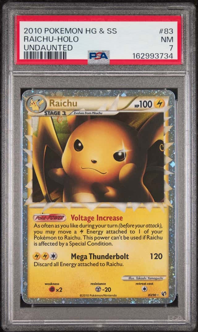 2010 POKEMON HEARTGOLD & SOULSILVER UNDAUNTED #83 RAICHU-HOLO PSA 7