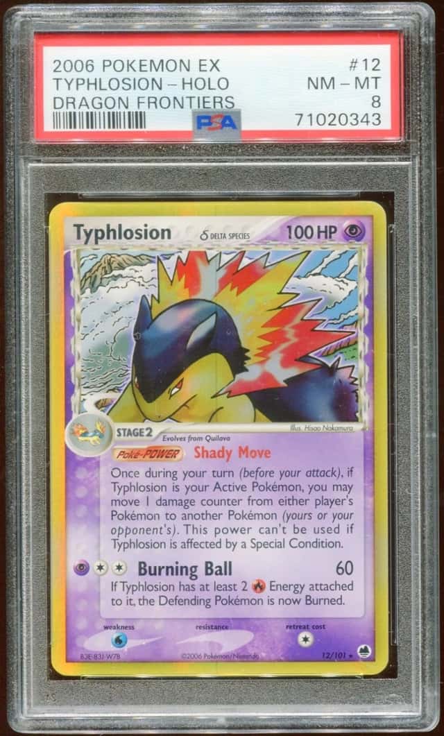 2006 POKEMON EX DRAGON FRONTIERS TYPHLOSION #12/101 RARE HOLO FOIL PSA 8 E10