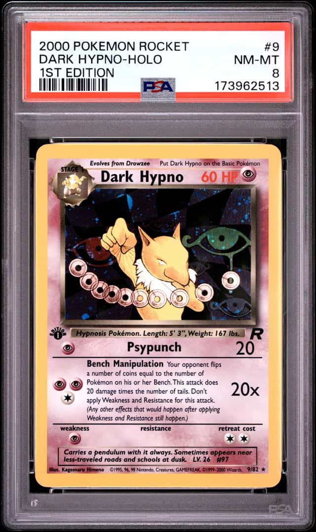 2000 POKEMON ROCKET 1ST EDITION #9 DARK HYPNO-HOLO PSA 8