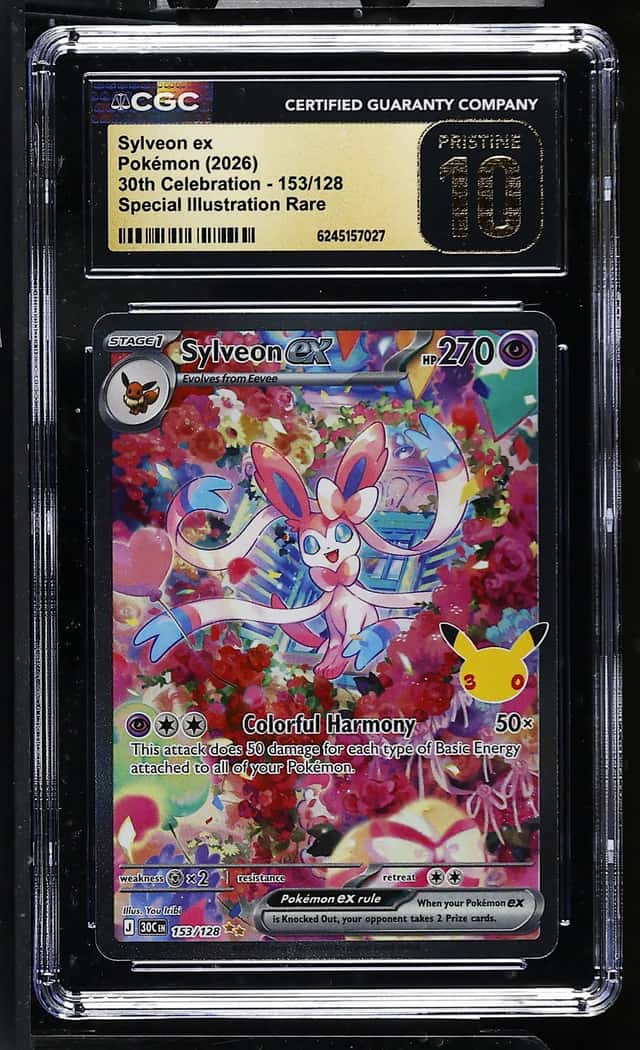 Pokémon Sylveon ex 2026 30th Celebration 153/128 SIR CGC PRISTINE 10