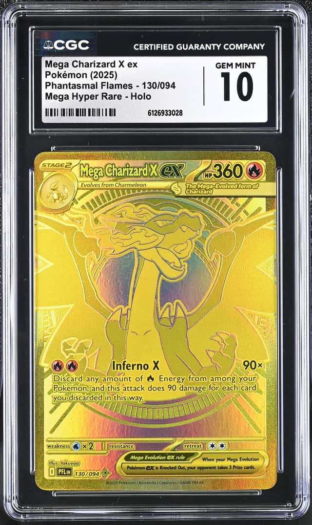 2025 POKEMON PFL EN-PHANTASMAL FLAMES #130 MEGA CHARIZARD X ex MEGA HYPER CGC 10