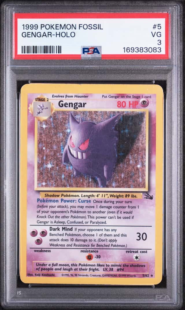 1999 Pokemon TCG Fossil Gengar Holo Rare 5/62 PSA 3