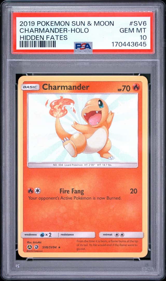 2019 POKEMON SUN & MOON HIDDEN FATES #SV6 CHARMANDER-HOLO PSA 10