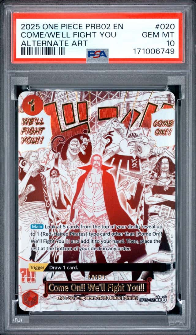 2025 ONE PIECE PRB02-PREMIUM BOOSTER ALT ART #020 COME/WE'LL FIGHT YOU PSA 10