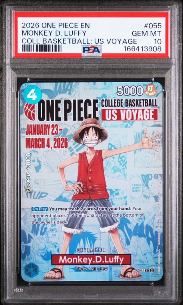 2026 ONE PIECE COLLEGE BASKETBALL: US VOYAGE PROMOS #055 MONKEY D. LUFFY PSA 10