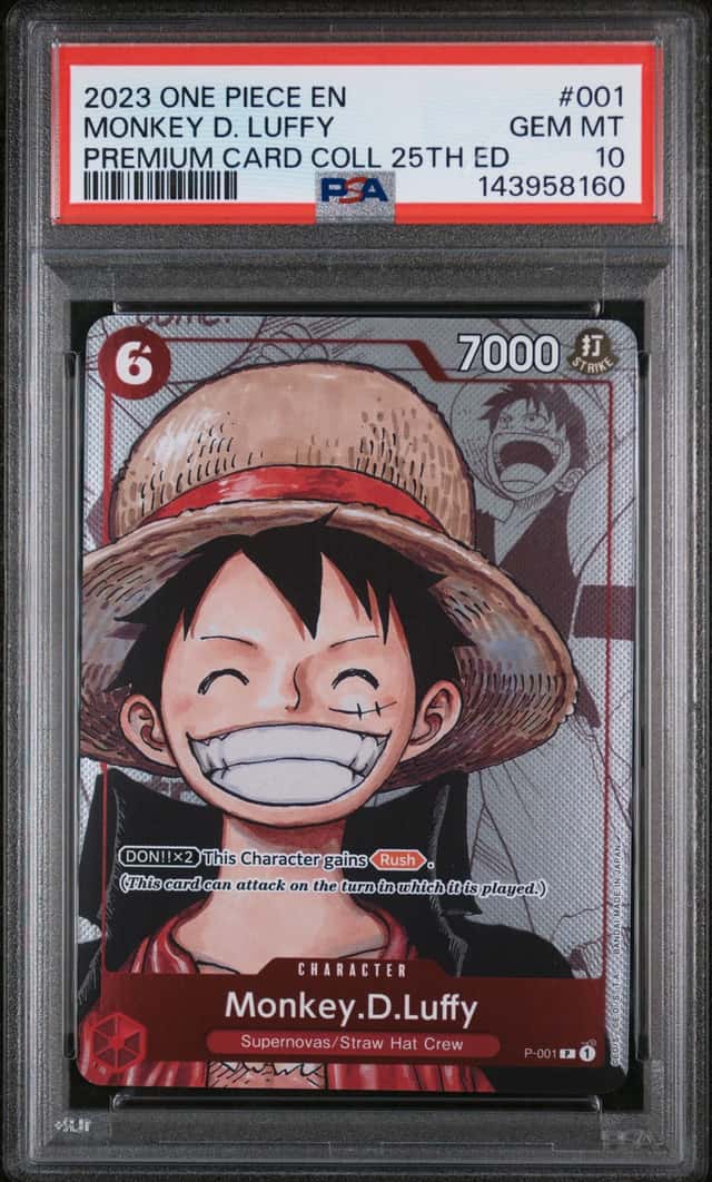 ONE PIECE MONKEY D. LUFFY 2023 PREMIUM CARD COLLECTION 25TH EDITION #001 PSA 10