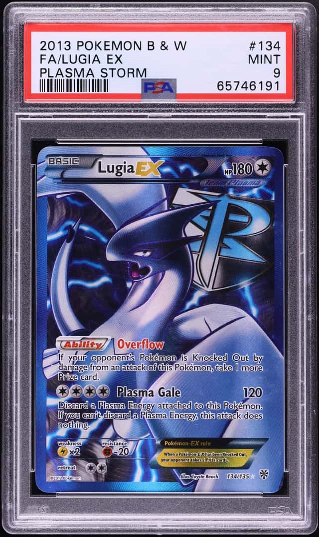 2013 Pokemon Black & White Plasma Storm Full Art Lugia Ex #134 PSA 9 MINT