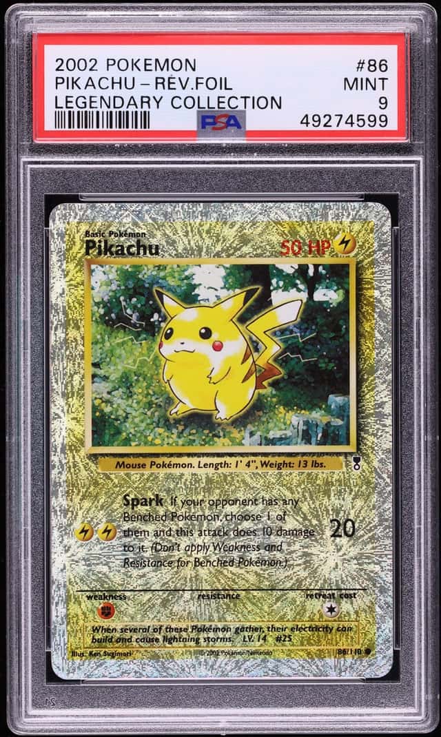 2002 Pokemon Legendary Collection Reverse Holo Pikachu #86 PSA 9 MINT