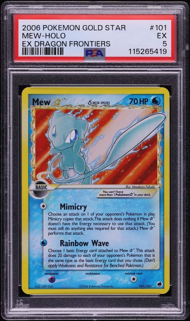 2006 Pokemon EX Dragon Frontiers Holo Mew Gold Star #101 PSA 5 EX