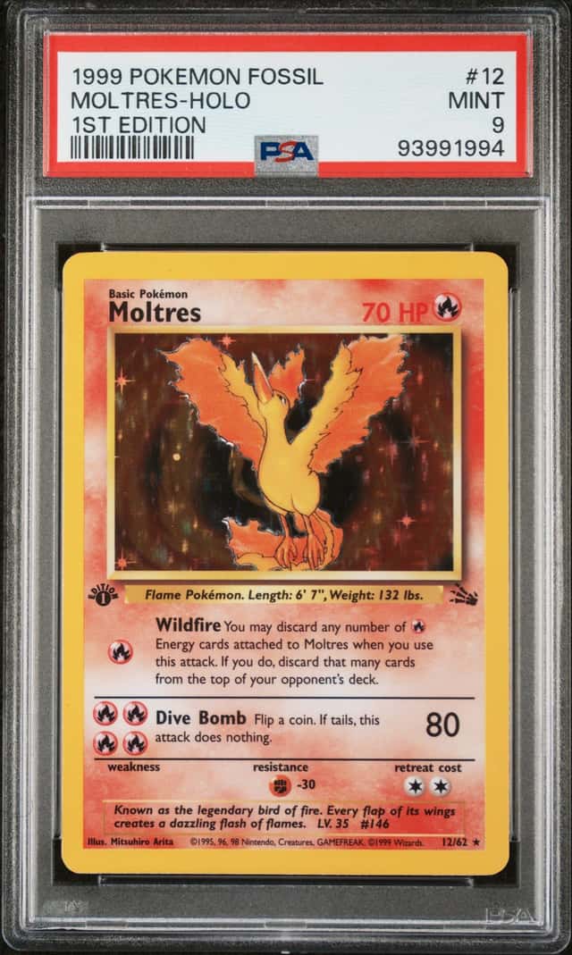 1999 Pokemon Fossil 1st Edition Holo Moltres #12 PSA 9 MINT