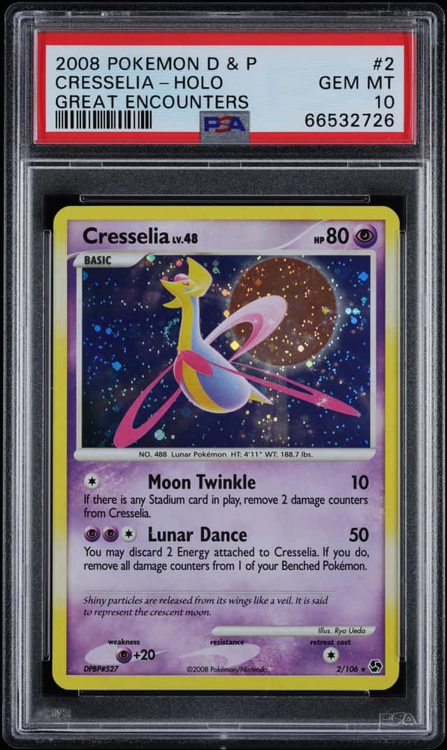 2008 Pokemon Diamond & Pearl Great Encounters Holo Cresselia #2 PSA 10 GEM MINT