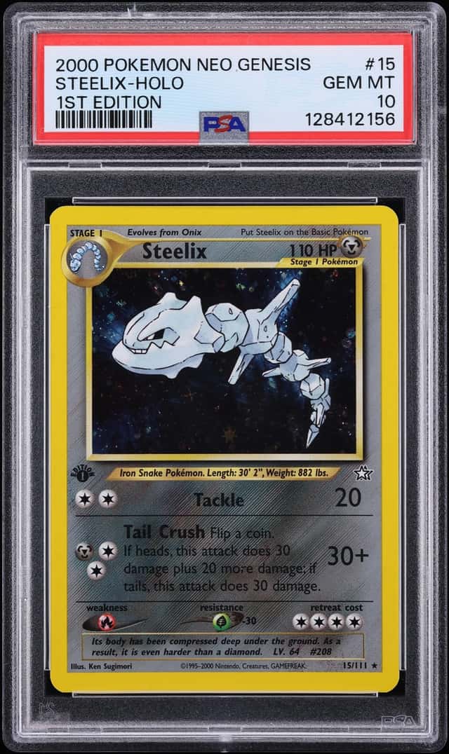 2000 Pokemon Neo Genesis 1st Edition Holo Steelix #15 PSA 10 GEM MINT