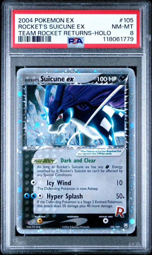 2004 Pokemon EX Team Rocket Returns Holo Rocket's Suicune Ex #105 PSA 8 NM-MT