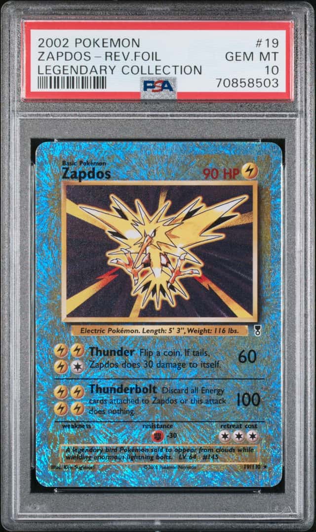 2002 Pokemon Legendary Collection Reverse Holo Zapdos #19 PSA 10 GEM MINT
