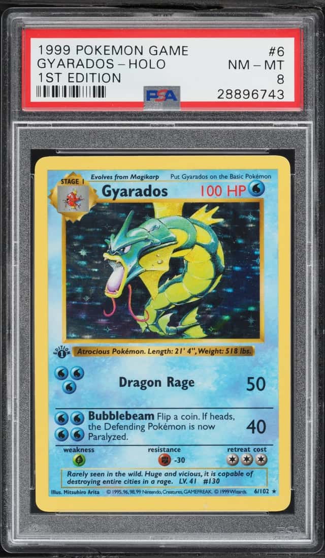 1999 Pokemon Base Set Shadowless 1st Edition Holo Gyarados #6 PSA 8 NM-MT