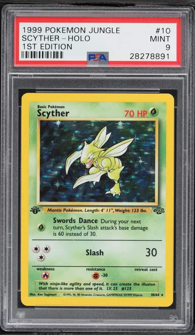 1999 Pokemon Jungle 1st Edition Holo Scyther #10 PSA 9 MINT