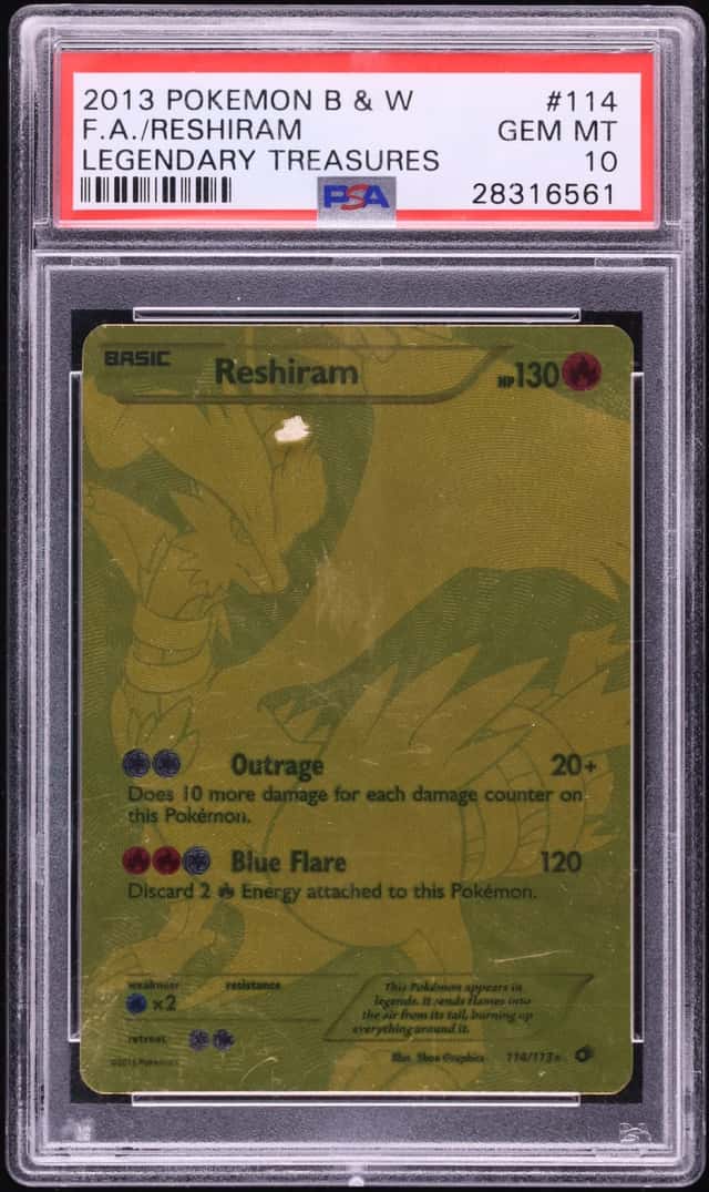 2013 Pokemon Black & White Legendary Treasures Gold Rare Reshiram #114 PSA 10 GEM MINT