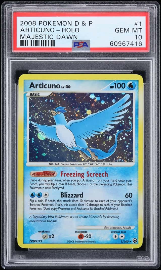 2008 Pokemon Diamond & Pearl Majestic Dawn Holo Articuno #1 PSA 10 GEM MINT