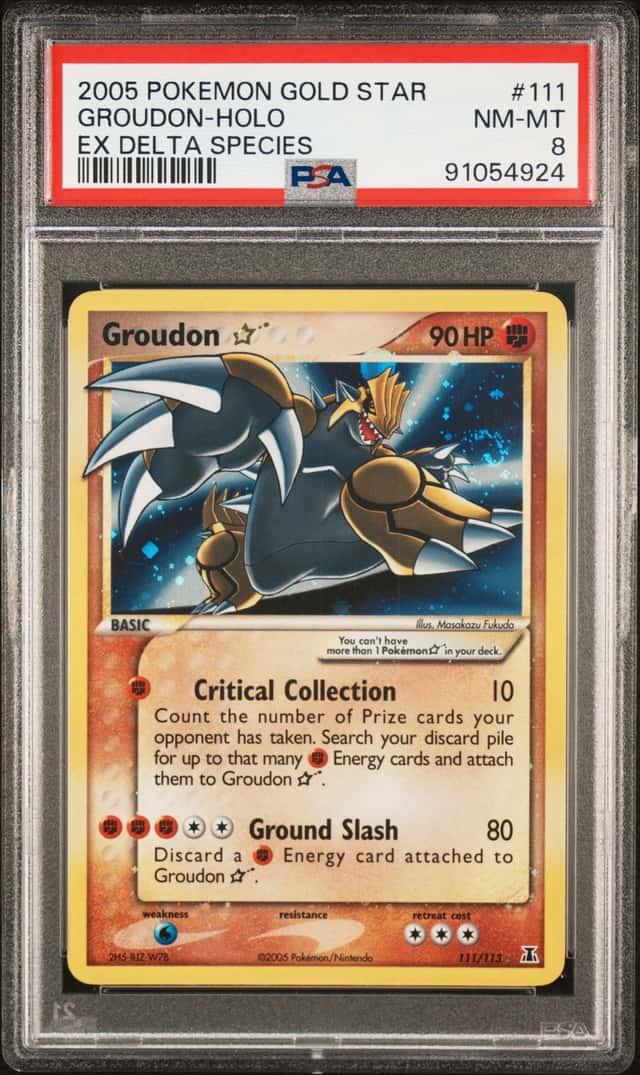 2005 Pokemon EX Delta Species Holo Groudon Gold Star #111 PSA 8 NM-MT