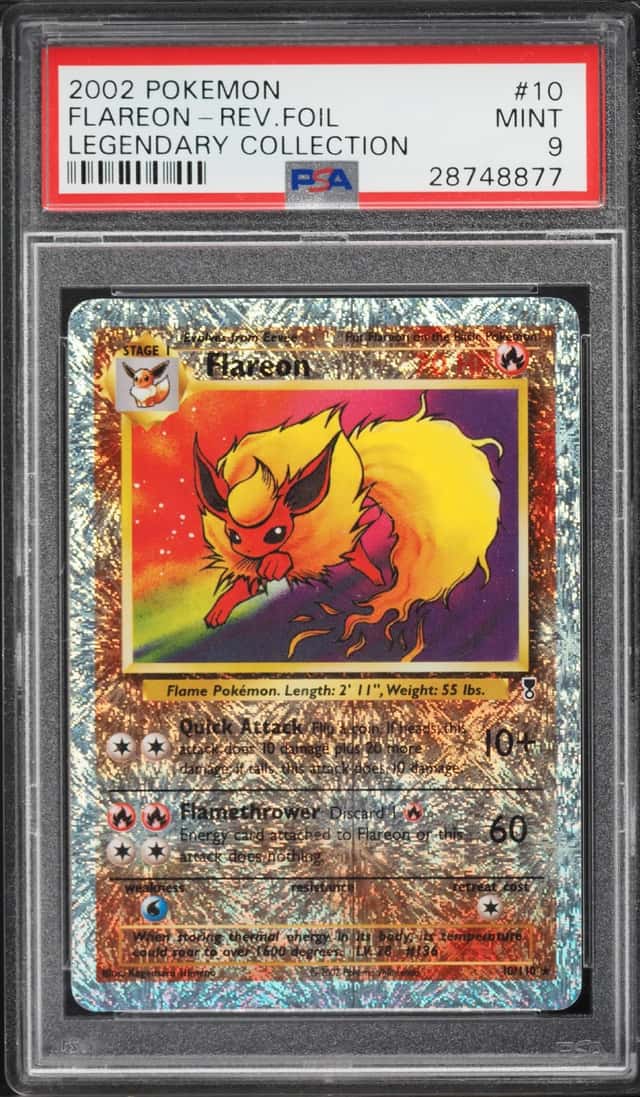 2002 Pokemon Legendary Collection Reverse Holo Flareon #10 PSA 9 MINT