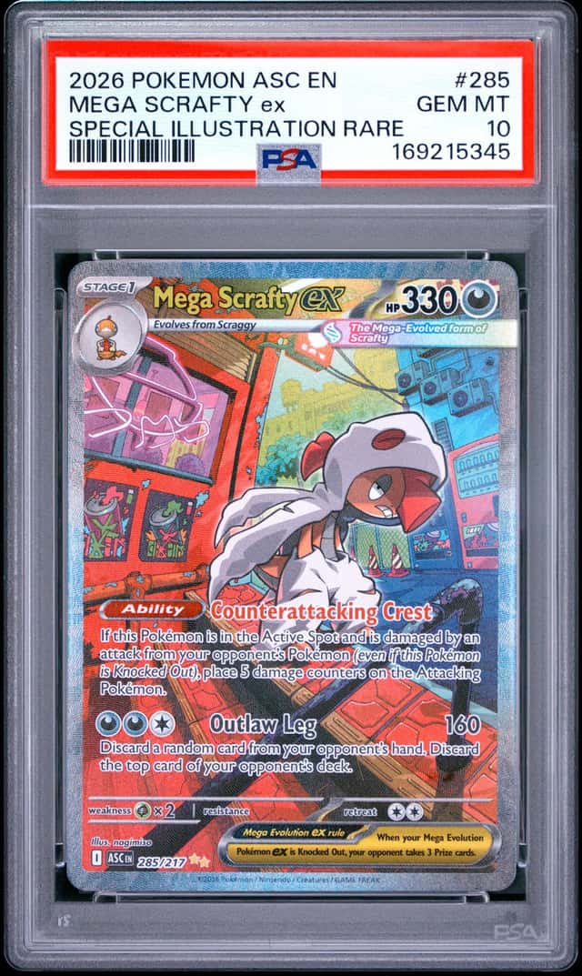 2026 Pokemon Mega Scrafty ex Special Illustration Rare #285/217 PSA 10