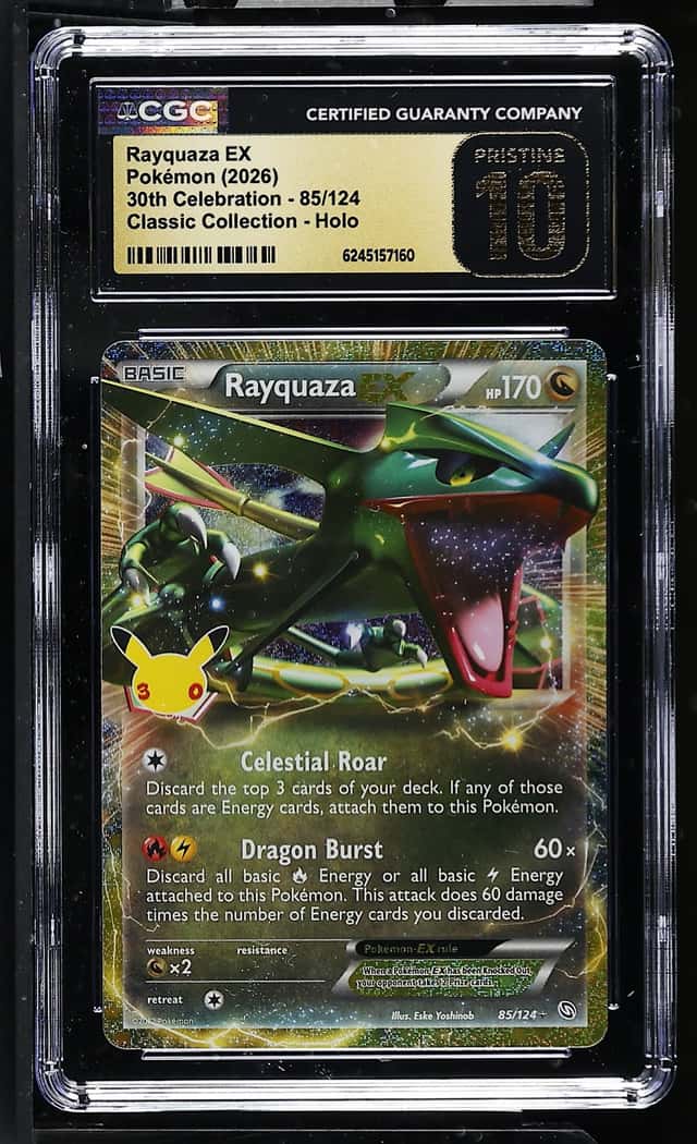 2026 Pokémon Rayquaza Classic Coll. Holo 30th Celeb. #85/124 CGC PRISTINE 10