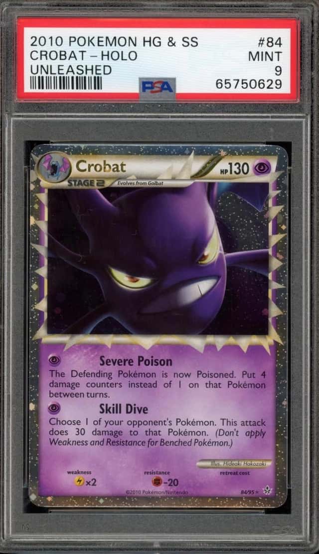 Pokemon Crobat Prime Holo Heartgold & Soulsilver Unleashed 84/123 PSA 9 Mint