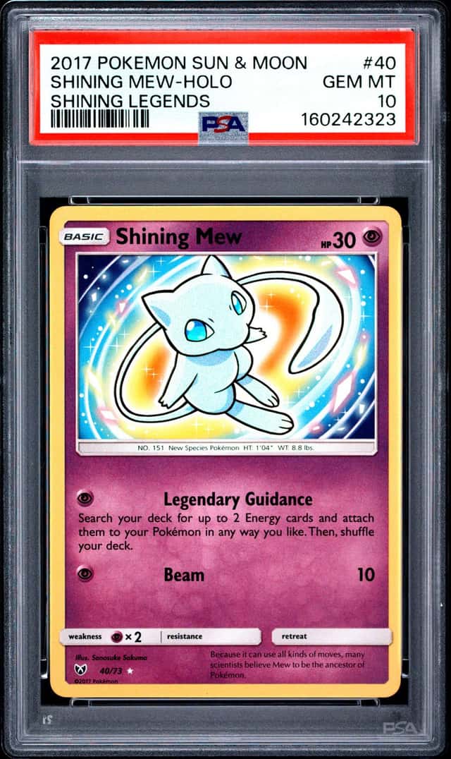 2017 POKEMON SUN & MOON SHINING LEGENDS #40 SHINING MEW-HOLO PSA 10