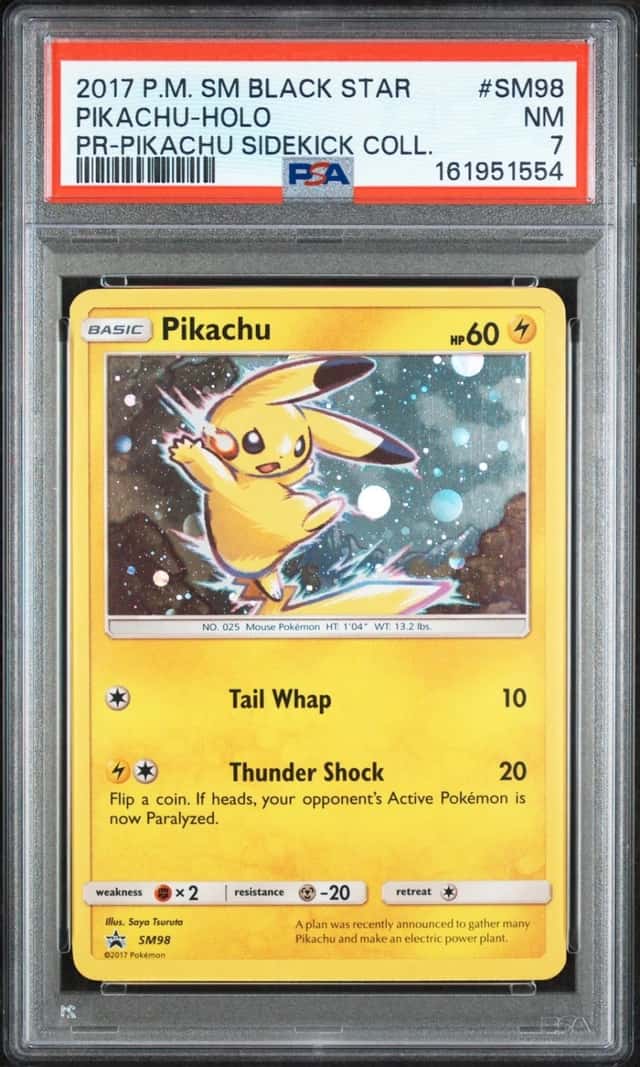2017 POKEMON SM BLACK STAR PROMO PIKACHU SIDEKICK COLLECTION PIKACHU-HOLO PSA 7