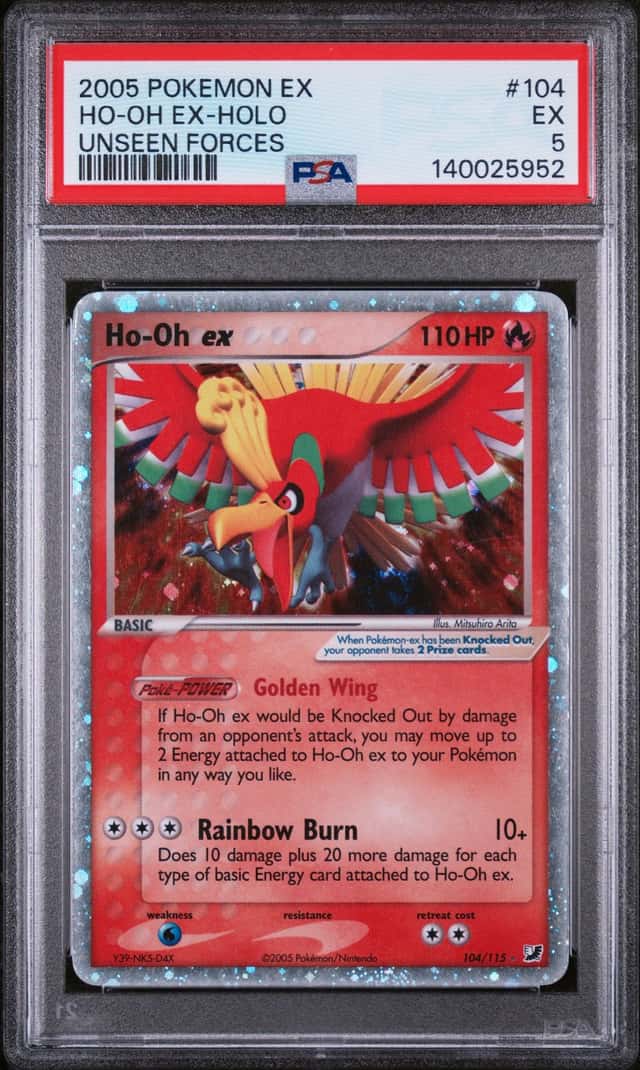 2005 POKEMON UNSEEN FORCES #104 HO-OH EX ULTRA RARE PSA 5