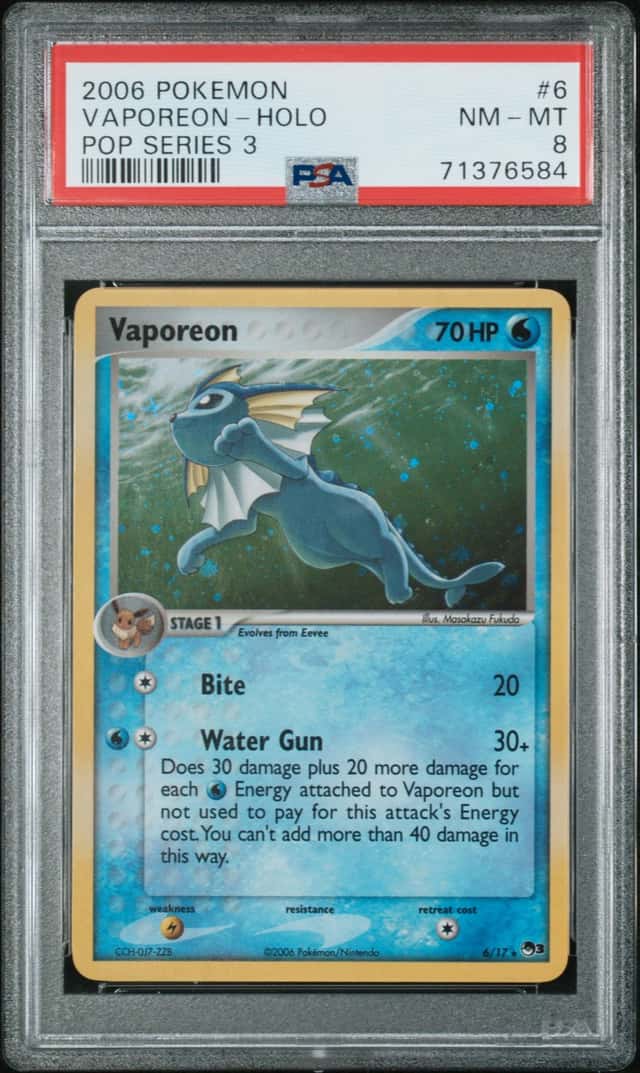 2006 Pokemon POP Series 3 #6 Vaporeon Holo PSA 8 NM-MT
