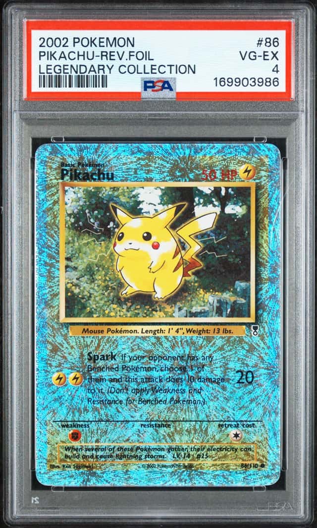 2002 POKEMON LEGENDARY COLLECTION #86 PIKACHU-REVERSE FOIL PSA 4