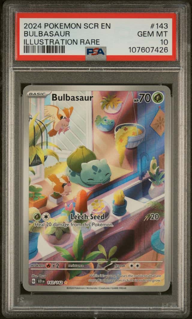 Pokemon 2024 Bulbasaur 143/142 Illustration Rare Stellar Crown GEM MINT PSA 10