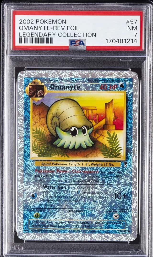 2002 POKEMON LEGENDARY COLLECTION #57 OMANYTE-REVERSE FOIL PSA 7