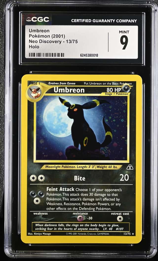 CGC 9 MINT Umbreon 13/75 Neo Discovery Unlimited Holo Pokemon Card