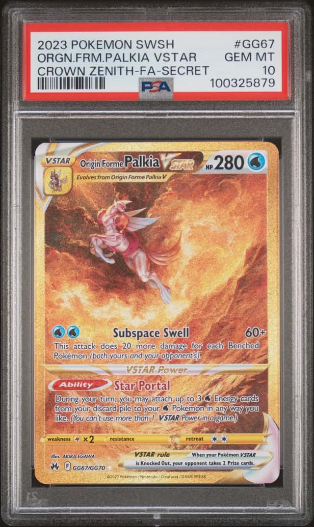 Pokemon 2023 Origin Forme Palkia VSTAR GG67 Full Art Crown Zenith GEM MT PSA 10