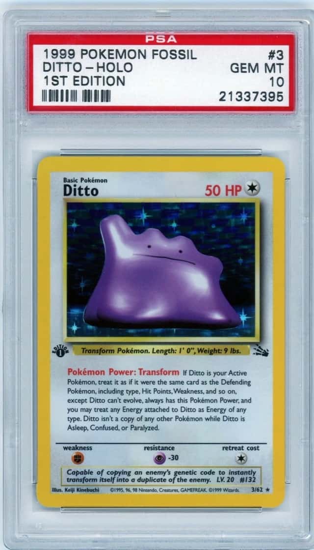 1999 Pokemon Fossil 1st Edition Ditto Holo #3 PSA 10 Gem Mint