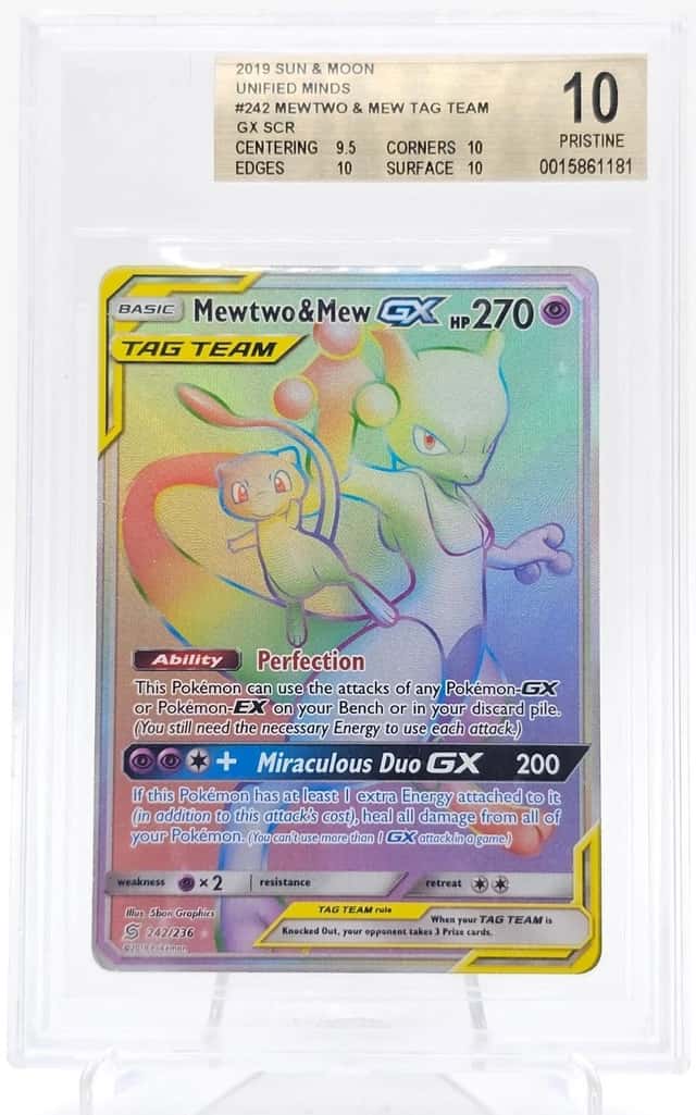 MEWTWO & MEW GX 2019 POKEMON UNIFIED MINDS 242/236 SECRET RARE BGS 10 Q0895